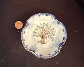 Heather Goldminc Blue Sky Corp Ceramic Trinket Dish with Tree Motif