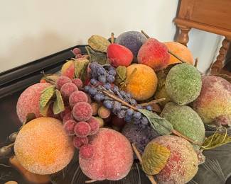 Vintage Frosted Sugared Fruit Centerpiece Set