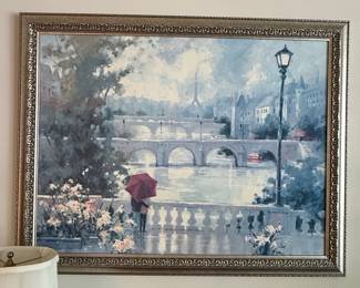 M. Simonetti Paris Street Scene Oil Painting