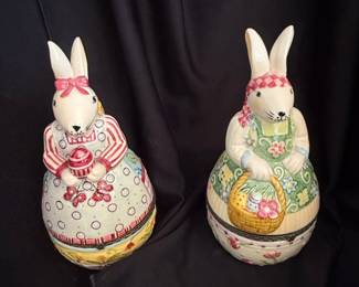 Villeroy & Boch 1748 Porcelain Bunny Rabbit Trinket Boxes (Set of 2)