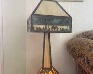 Camel Mission Slag Glass Table Lamp