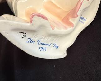 Goebel Porcelain Bride and Groom Figurines 'Her Treasured Day' and 'Waiting for his Love' 1925