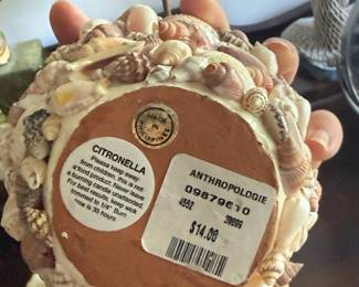 Anthropologie Seashell Citronella Candle