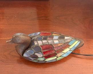 Tiffany Style Stained Glass Duck Accent Lamp