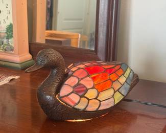 Tiffany Style Stained Glass Duck Accent Lamp