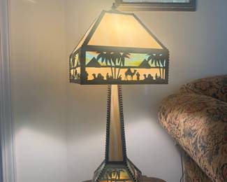Camel Mission Slag Glass Table Lamp