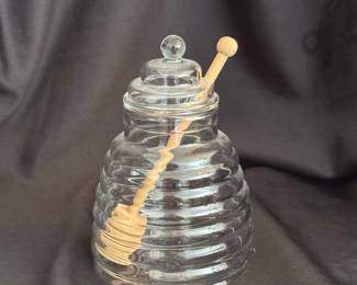 Glass Beehive Honey Pot with Dipper