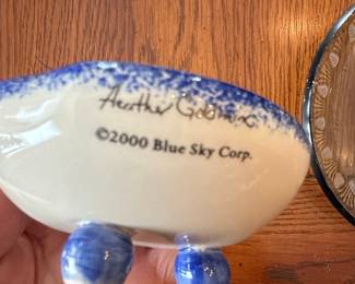 Heather Goldminc Blue Sky Corp Ceramic Trinket Dish with Tree Motif