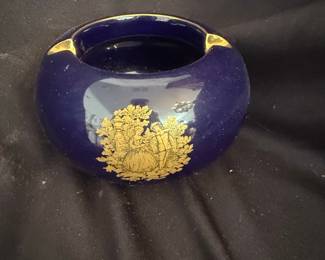 C. Fiorentine Italy Cobalt Blue and Gold Ashtray