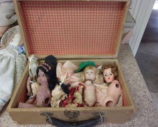 Dolls & Clothes Inside Case