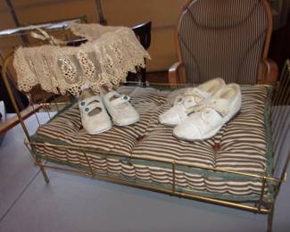 Doll Baby Bed, Vintage Girl's Shoes