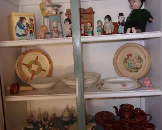 Baby Dishes, Tea Sets, Early BEYERS Doll, etc