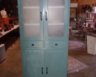 Vintage Cabinet w/Frosted Glass Door Panes