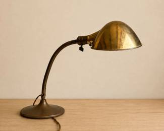 2 VintageBrassGooseneckAdjustableMetalDeskLamp