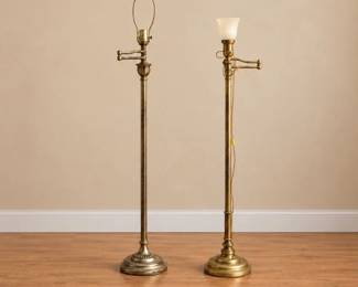 38 PairVintageBrassSwingArmAdjustableFloorLamps