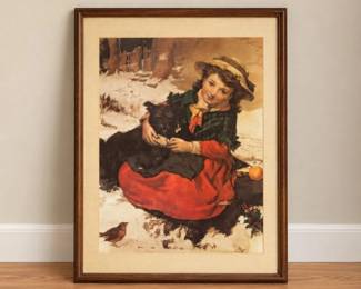 86 VintageVictorianGirlBlackDogFramedPrint