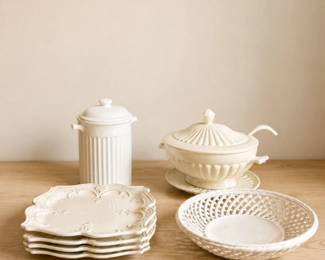 57 VintageWhiteCeramicServingWareCollectionPortugal