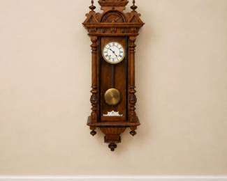 14 AntiqueVictorianCarvedWalnutViennaWallClock