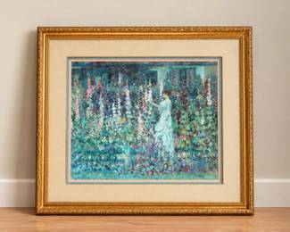 74 FrederickCarlFriesekeHollyhocksFramedArtPrint