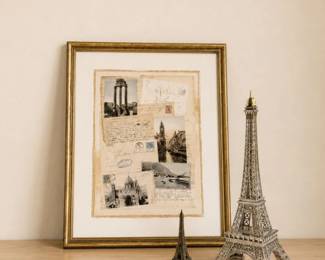 50 VintageParisEiffelTowersFramedPostcardCollage