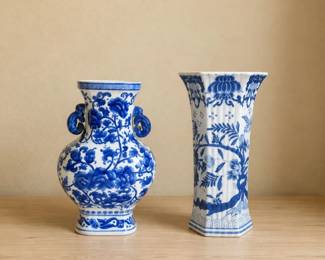 98 PairBlueWhiteChinesePorcelainVasesFloralDecor