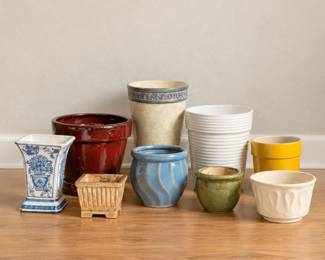 79 VintageEclecticCeramicPlanterPotCollection