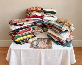 136 HugeVintageFabricTextileMysteryLotSewingCrafts