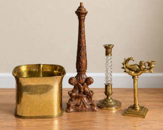 105 VintageBrassCrystalCandlestickDcorCollection