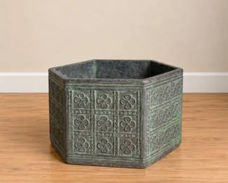 97 VintageEmbossedMetalSquarePlanter
