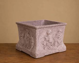 45 LargeVintageTuscanCherubReliefSquareGardenPlanterPot