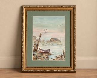 129 SignedMBunkerCoastalWatercolorPainting