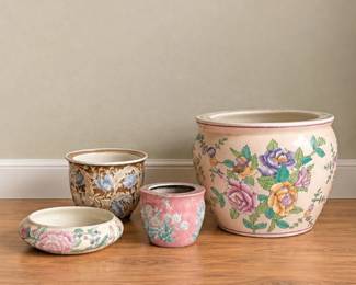 147 VintageAsianHandPaintedPorcelainPlanterCollection