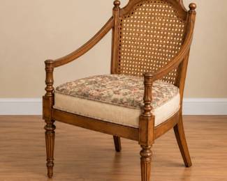 41 VintageRegencyCaneBergereMahoganyTapestryArmchair