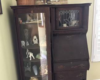 Side by side bookcase desk