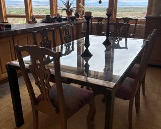 MCM chrome and glass extandable table 12x42x29 with extendable ends and two leaves