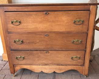 Vintage three drawer chest on wheels