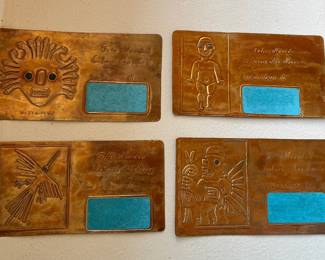 Vintage Peruvian stamped copper cards