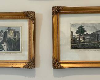 Pair antique etchings