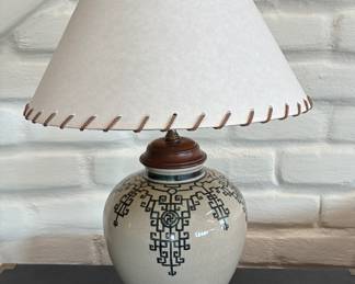Vintage chinoiserie converted ginger jar lamp longevity Shou