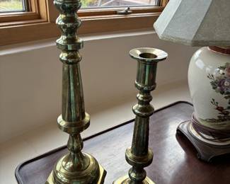 Solid brass candle stick holders pair