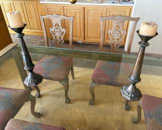 Mexican stamped tin candlesticks