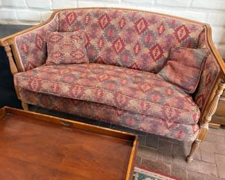 French provincial, Kilim patterned loveseat