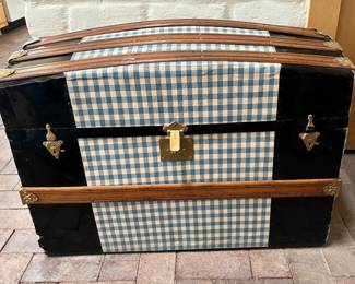 Reproduction dome slated steamer trunk