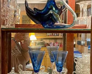 MCM BLOWN GLASS SWAN, GLASS SWANS, CRYSTAL