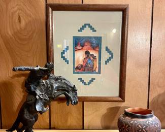 REMINGTON STATUE, PENA PRINT, MORE ACOMA POTTERY
