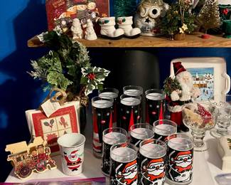 COCA COLA CHRISTMAS GLASSES, VINTAGE CHRISTMAS