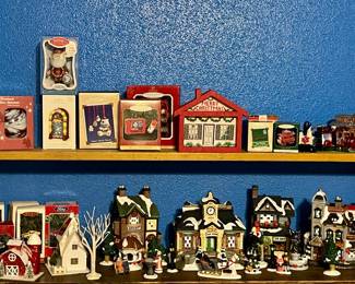 MORE HALLMARK ORNAMENTS, CHRISTMAS VILLAGE PIECES