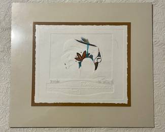 NATIVE AMERICAN SIGNED NUMBERED HAND PAINTED EMBOSSED ART BY PATI DEUTER 