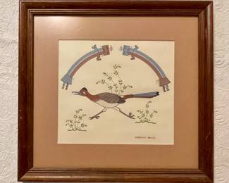“ROADRUNNER UNDER RAINBOW YEI” RAINBOW MAN PRINT BY HARRISON BEGAY