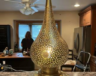 Handcrafted Moroccan Teardrop Brass Table Lamp